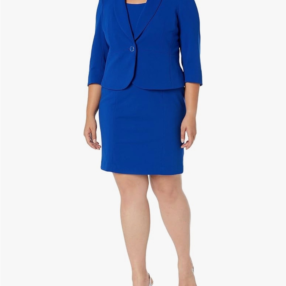 Le Suit Shawl Collar Jacket & Sheath Dress Suit – Blue | NWT